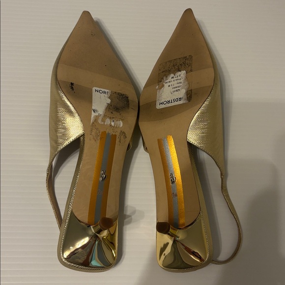 SAM EDELMAN GOLD SLINGBACK KITTEN HEELS- 7.5 - Picture 4 of 7